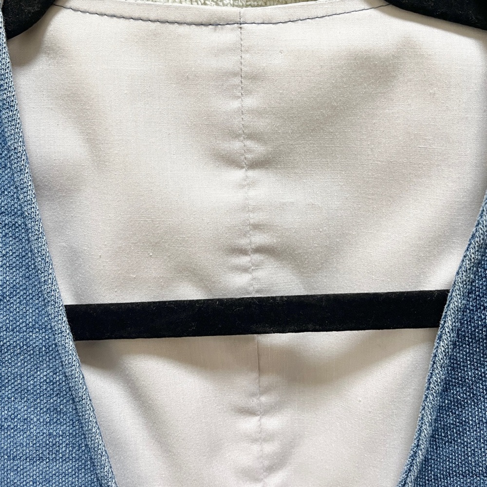 G-Stage Mens Vest Size Large Blue Cream Knitted Cotton 5 Button Closure - Picture 10 of 13